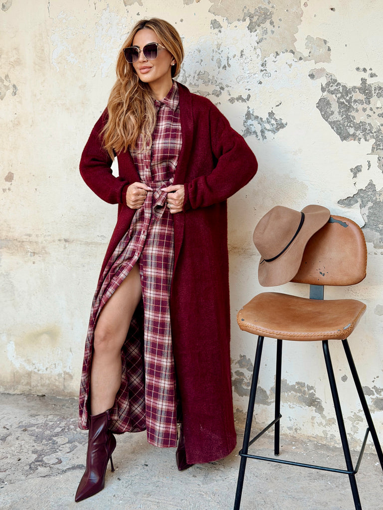 Bordeaux Soft Fuzzy Maxi Cardi