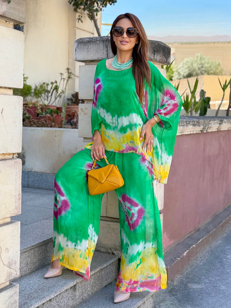 Emerald Sunset Silk Co-Ord Set