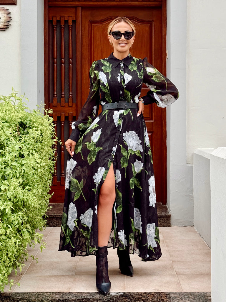 Noir Rose Luxe Shirt Dress