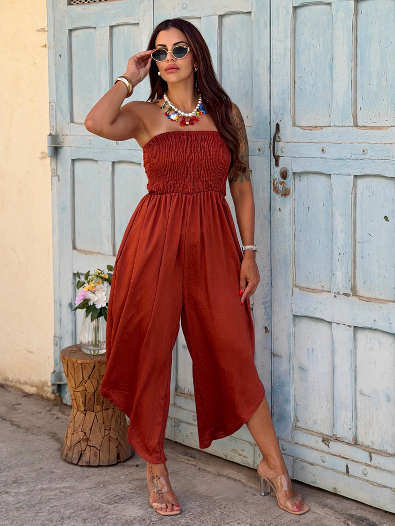 Burnt Orange Amara Bandeau Jumpsuit