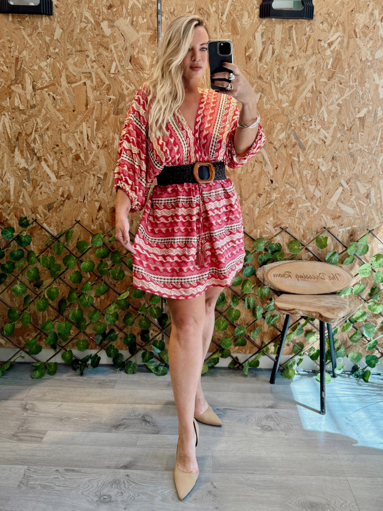 Fucshia Wave Boho Dress