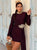 Delys Embellished Drape Mini Dress - Bordeaux Shimmer