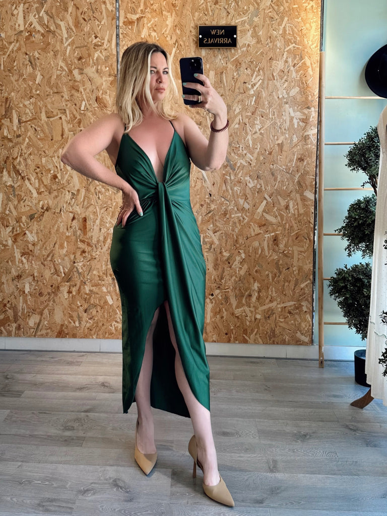Forest Green Backless Dress