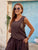 Mocha Delicate Crochet Insert Luxe Top