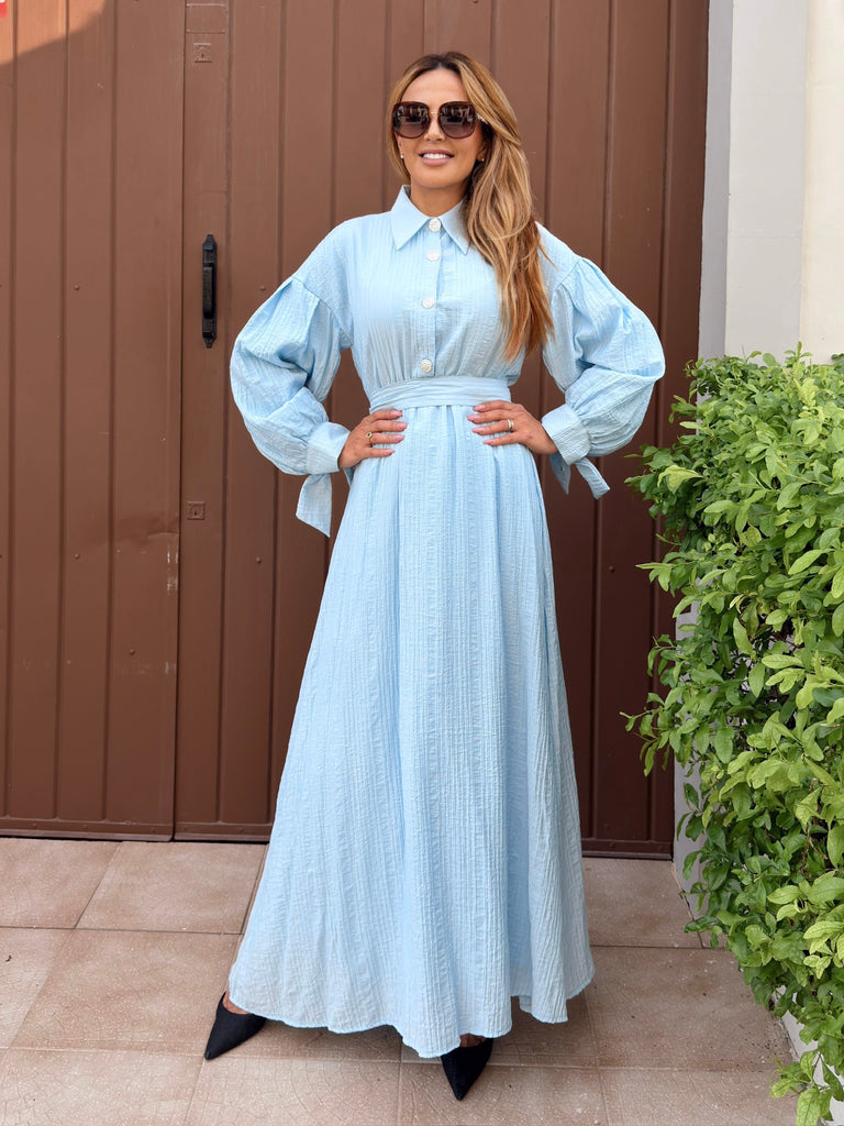 Celeste Diamond Luxe Maxi Shirt Dress