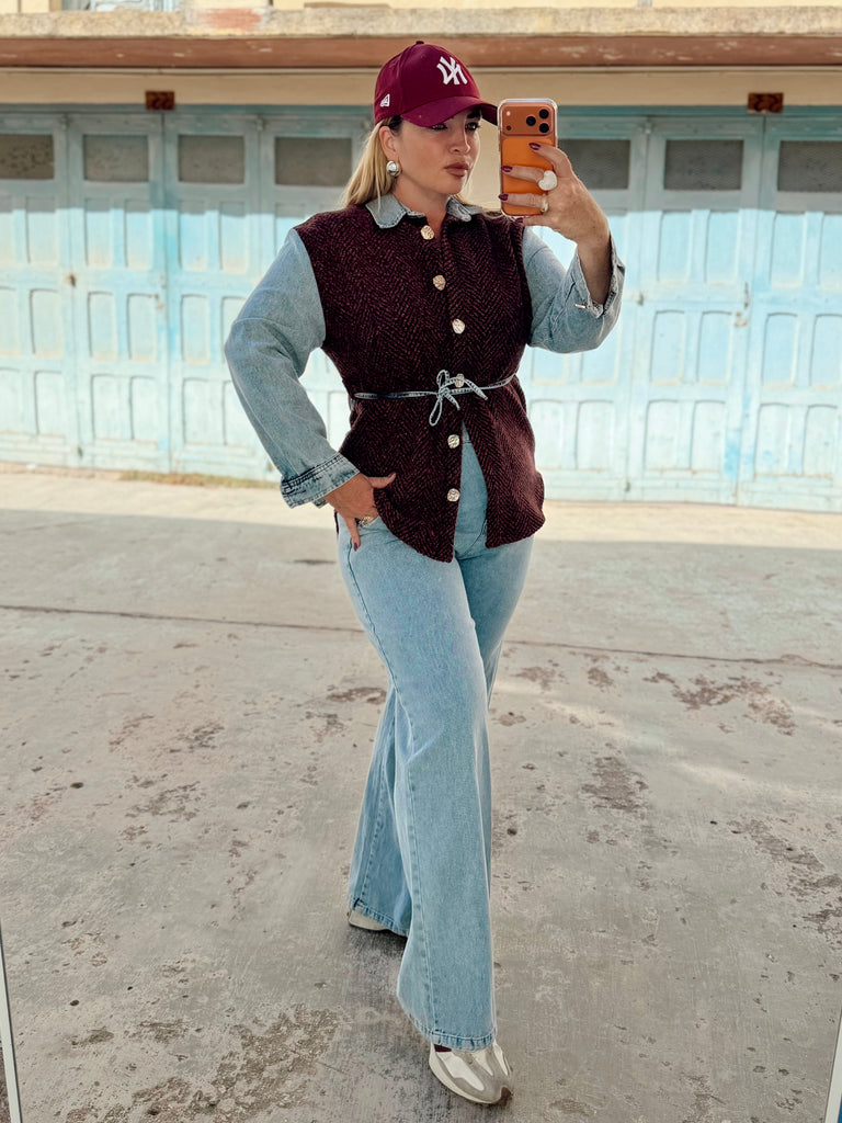 Bordeaux Milan Contrast Denim Set