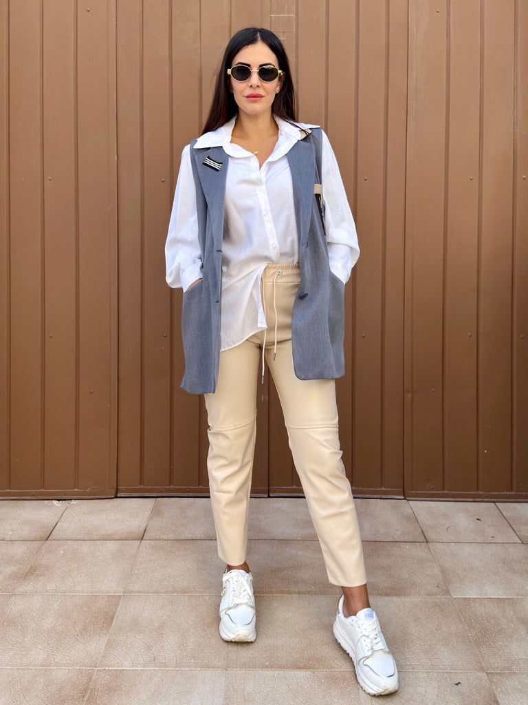 Grey Waistcoat Blazer Set