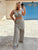 Taupe Pure Linen Moroccan 3 piece Set