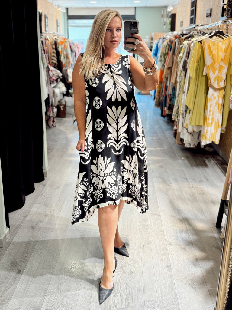 Black and White Baroque Dress