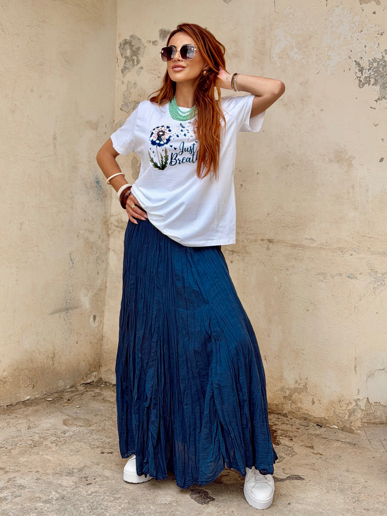 Navy Capri Flow Skirt