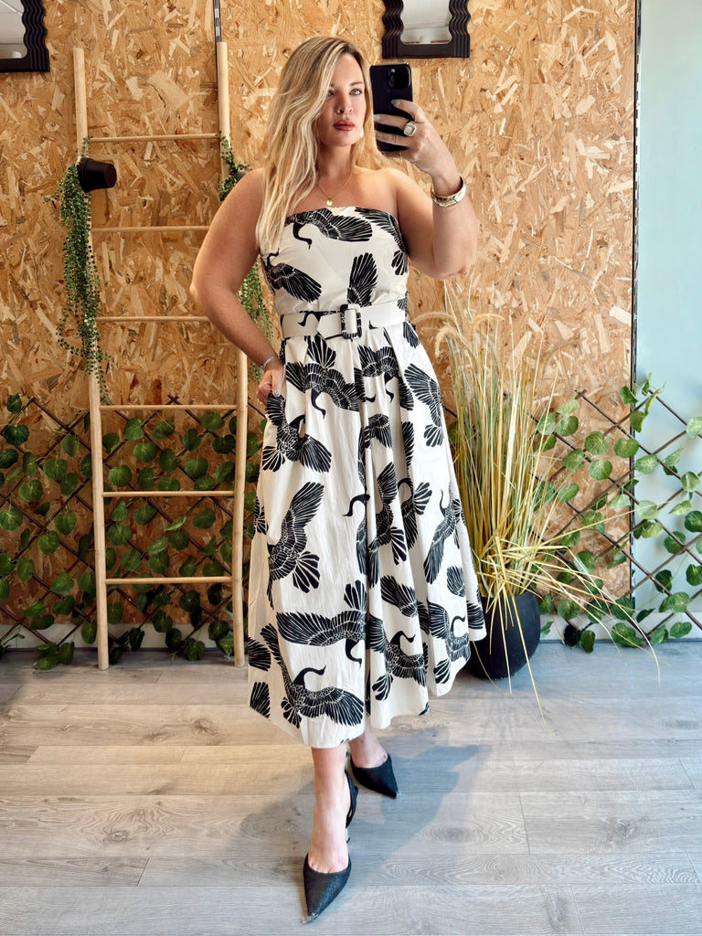 Black Feather Strapless Dress