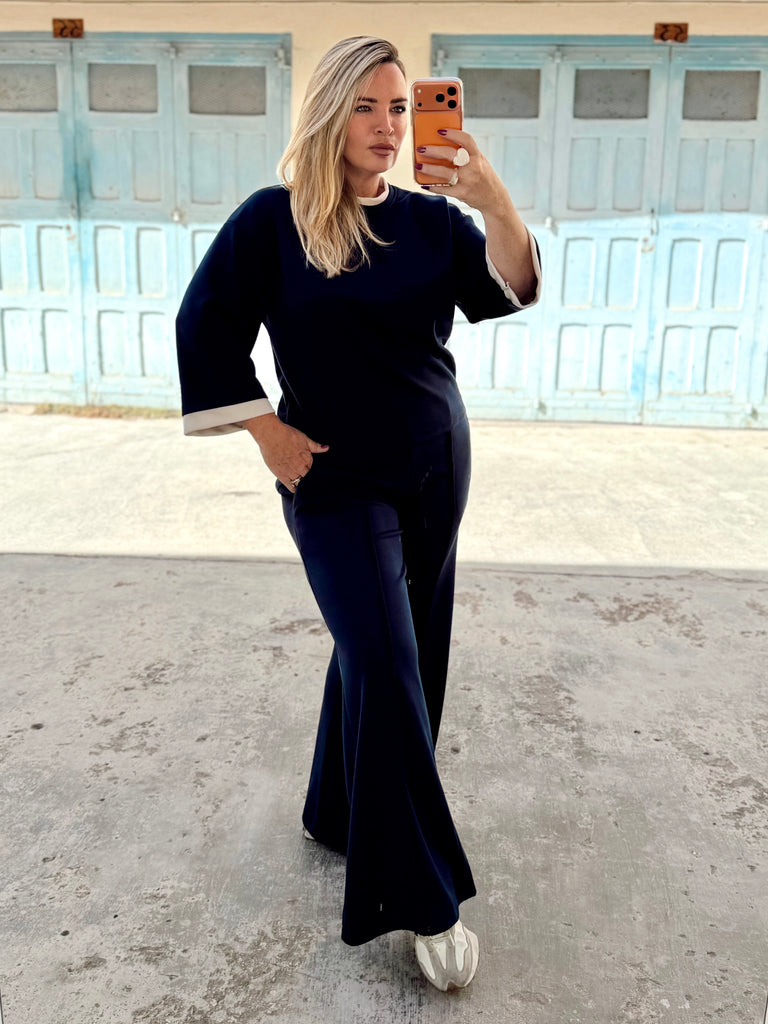 Navy and Beige Trim Tracksuit