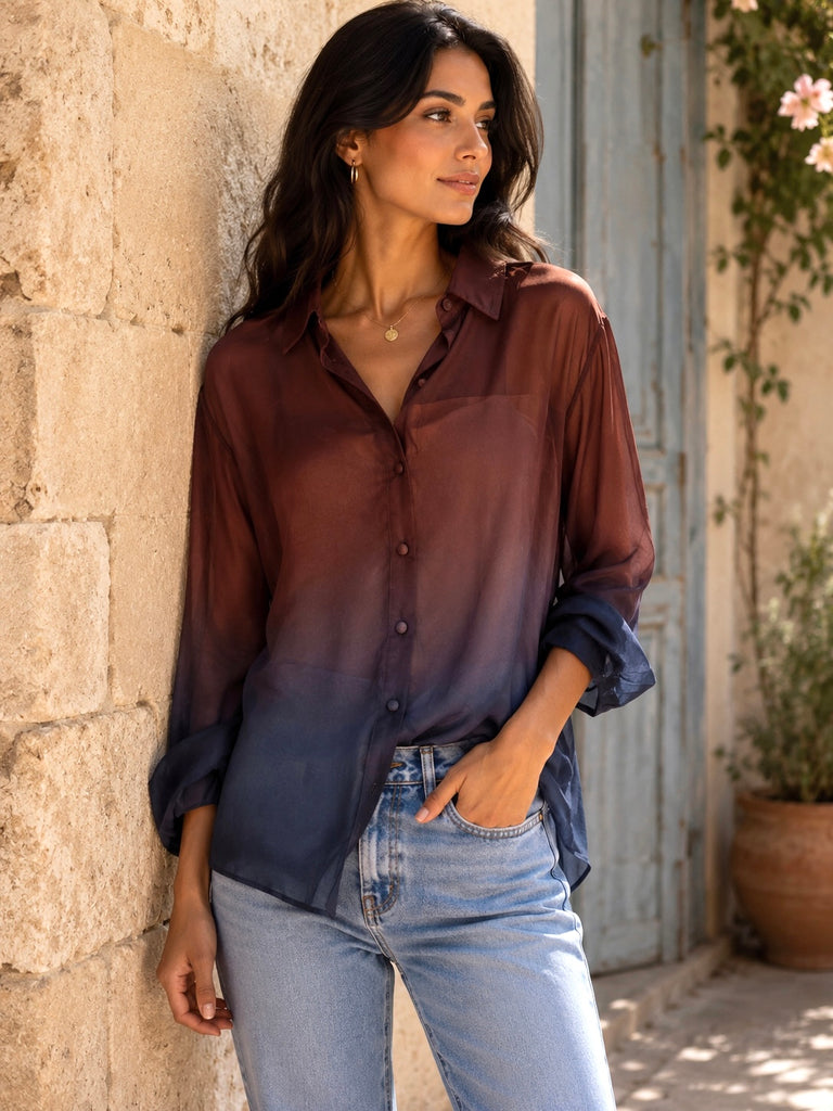 The Sorrento Ombré Sheer Shirt - Bougie Collection