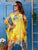 Dolce Acquerello Silk Kaftan Dress - Yellow