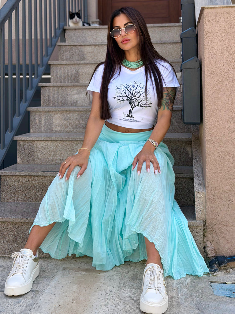 Mint Breeze Cotton Skirt