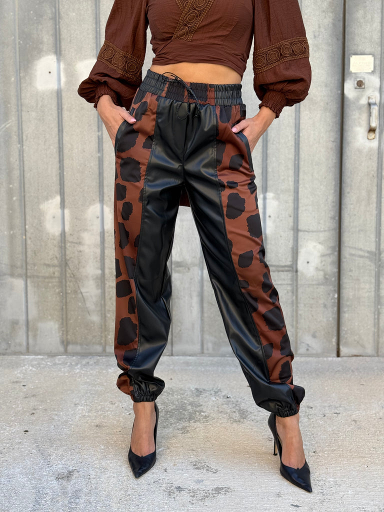 Choco Silk and Leather Trousers