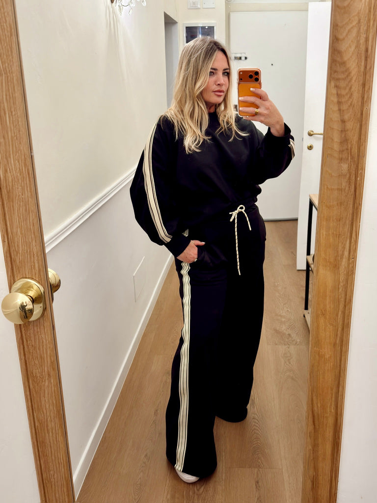 Black Stripe Luxe Tracksuit