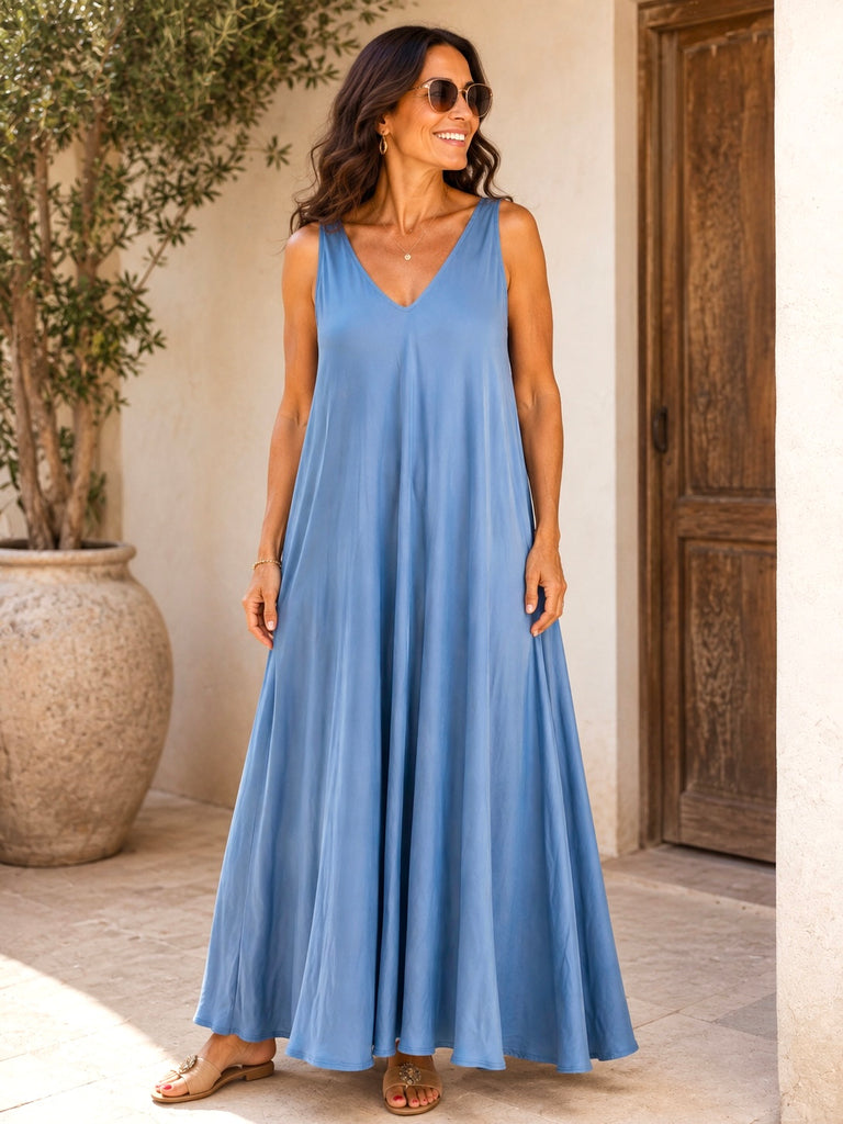 Powder Bellissima Luxe Silky Viscose Maxi Dress