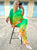 Lime and Orange Lotus Silk Kaftan Co-ord Set