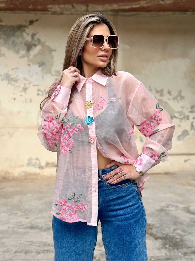 Rosé Jardin Embellished Shirt