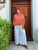 Burnt Orange Pure Linen Cowl neck top