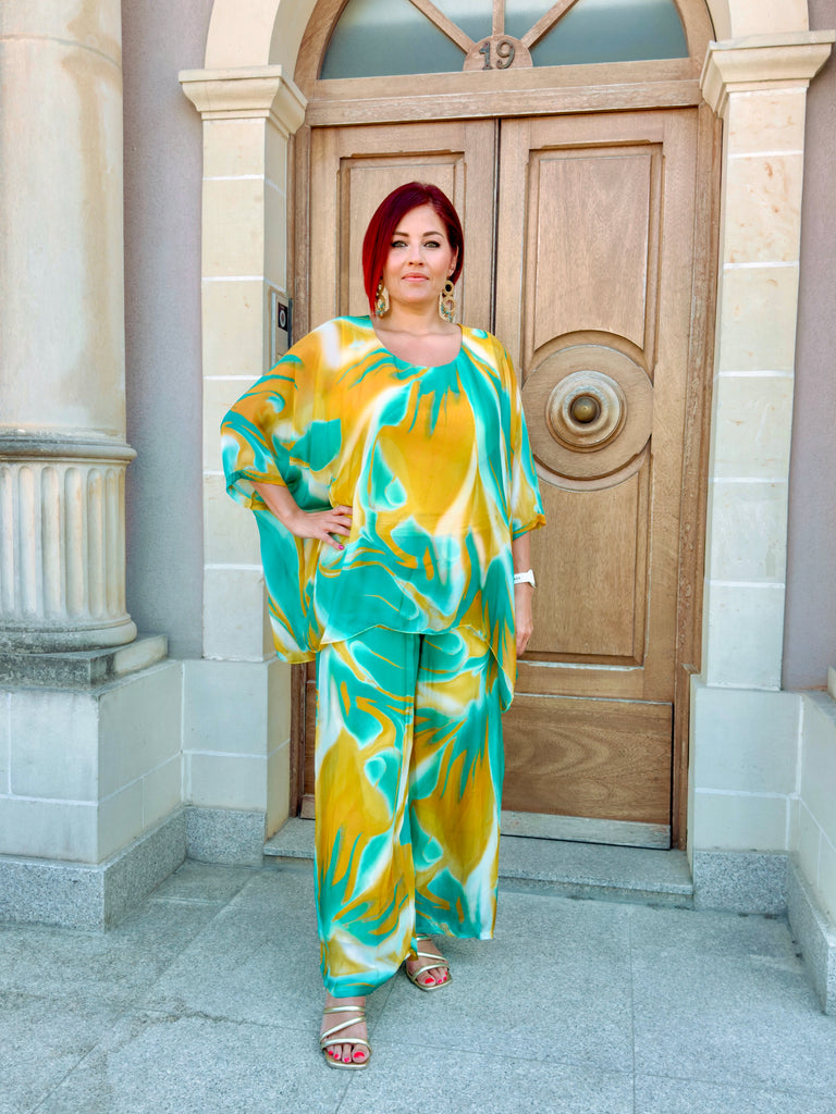 Tropical Silk Kaftan Co-ord