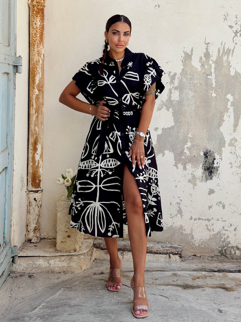 Noir Botanica Midi Dress