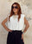 White Luxe Shoulder Tee