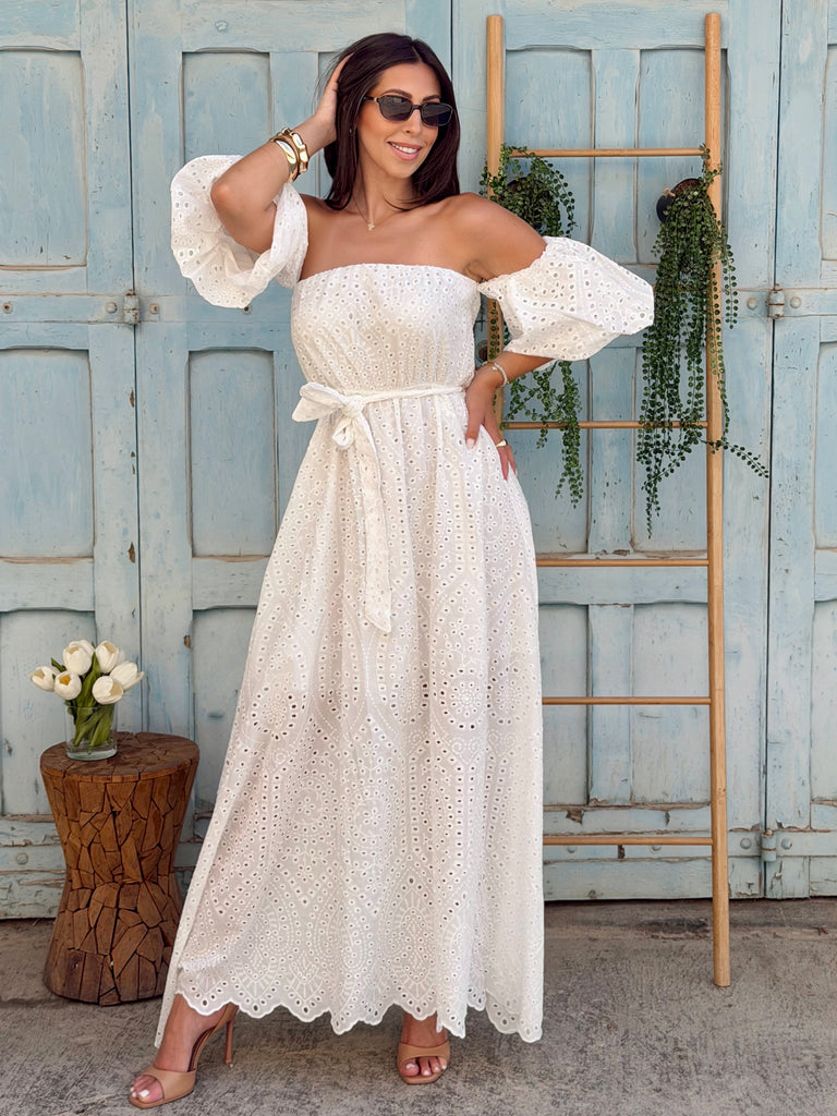 The Amara Broderie Maxi Dress