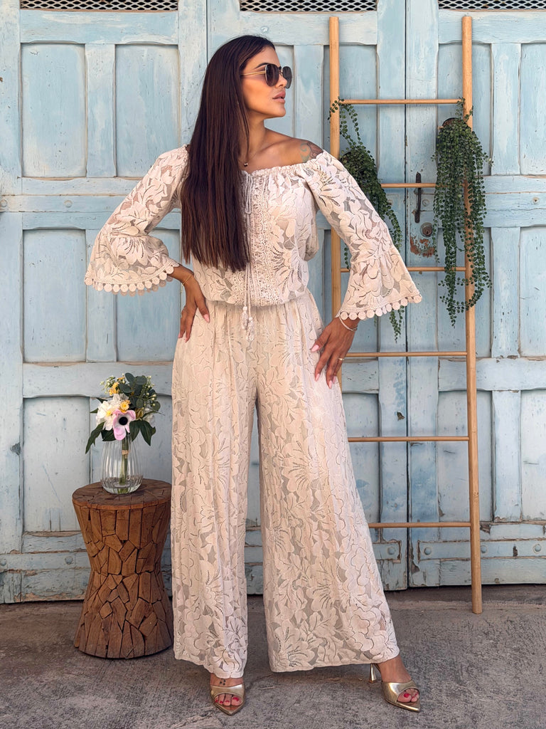 Champagne Riviera Lace Jumpsuit