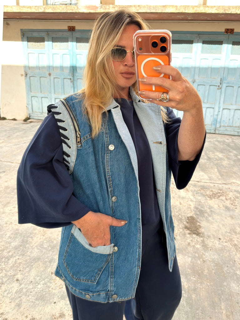 Rebel Stitch Denim Waistcoat