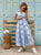 Azure Pinstriped Embroidered Étoile Wrap Dress
