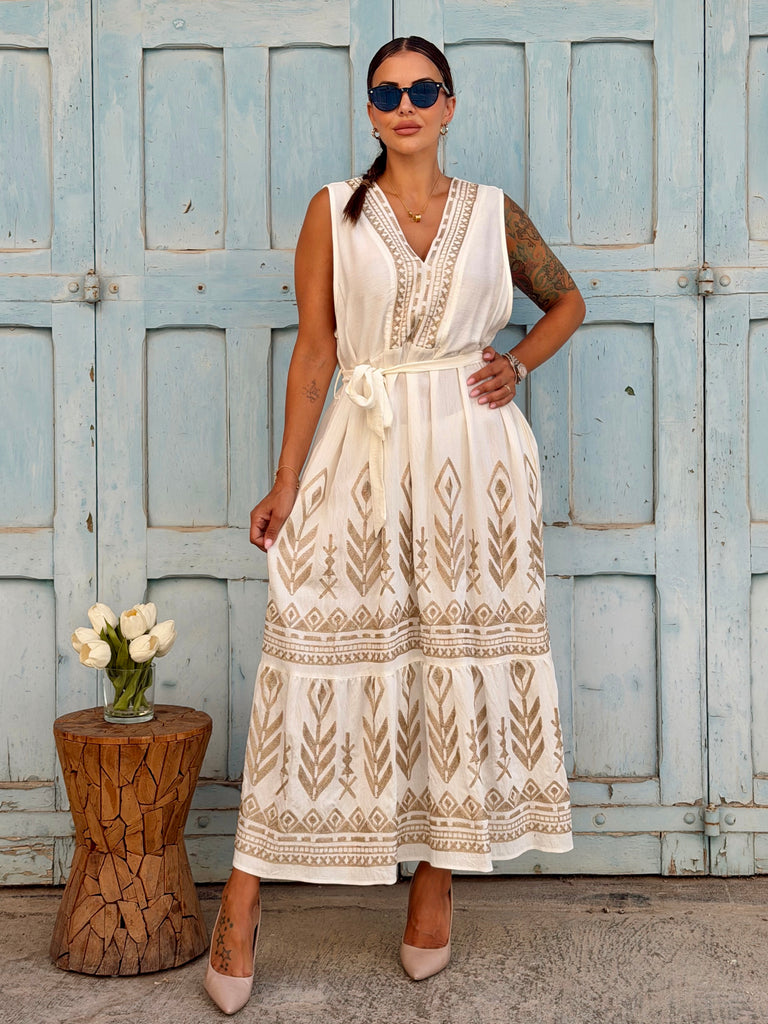 The White Zahara Embroidered Maxi Dress - Love my Body