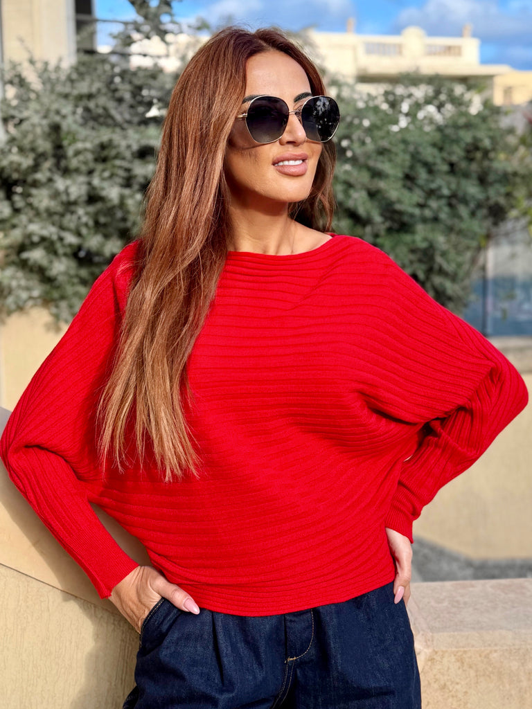 Red Batwing Sweater