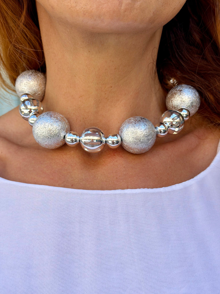 Luna Silver Bead Necklace