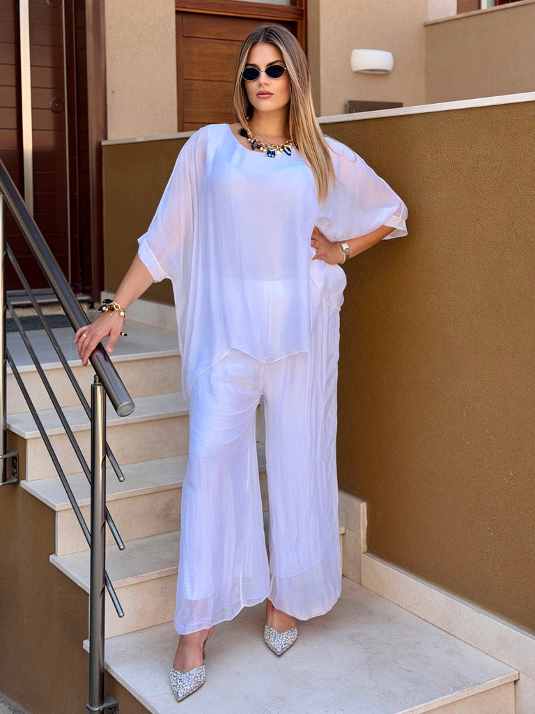 Bianca Palazzo Pure Silk Trousers