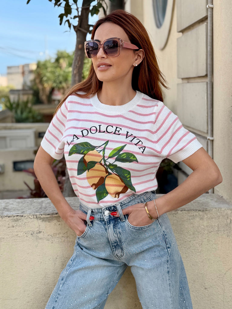 La Dolce Vita Citrus Knit Tee - Pink