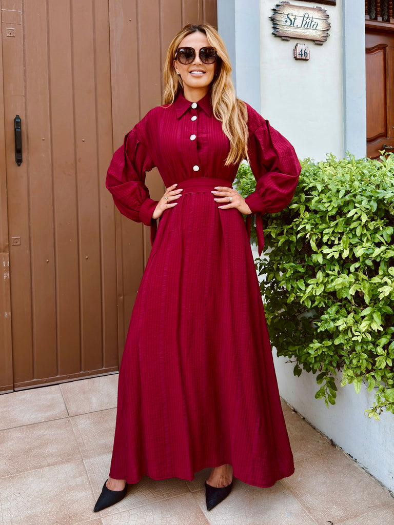 Bordeaux Diamond Alice Maxi Shirt Dress