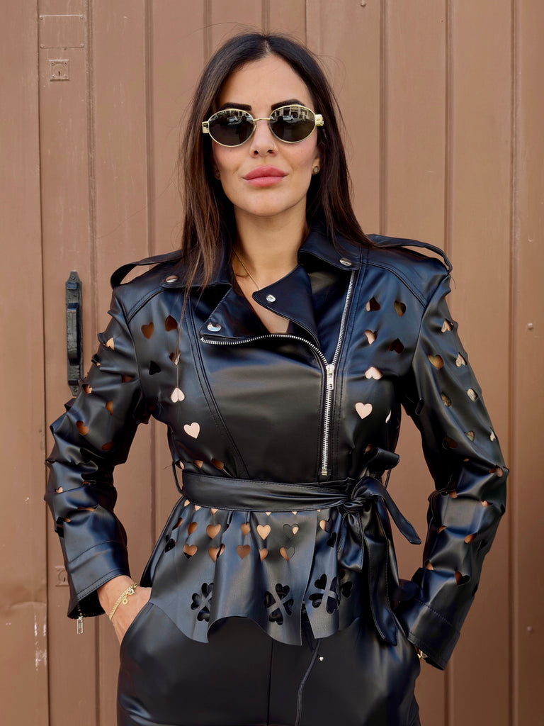 Valentina Cut out Leather Jacket