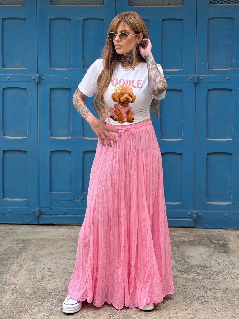 Pink capri Flow Cotton Skirt