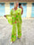 Lime Flora Silk Kaftan Co-ord Set