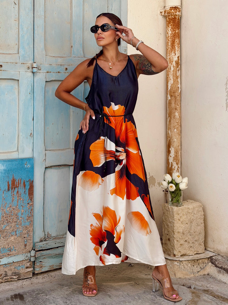 Valencia Blossom Silky Maxi Dress - Love my Body