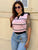 Capri Pink Retro Knit Polo Top