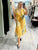 Mustard Floral Linen Dress