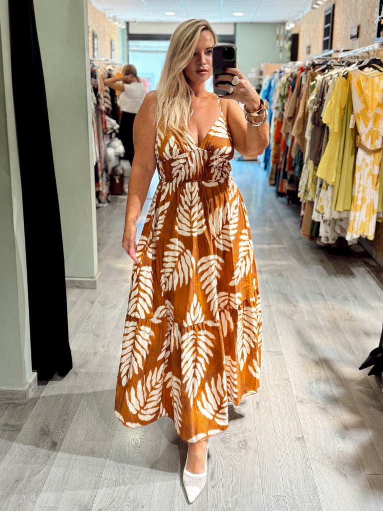 Burnt Orange Fern Cotton Dress