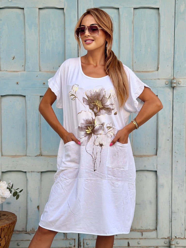 Fleur Dorée Linen & Viscose Pocket Dress