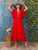 Desert Red Pearl Silk Dress
