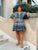 Navy and White Loose V Neck Dress