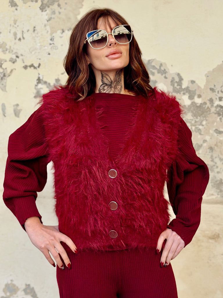 Plush Merlot Fur Waistcoat