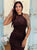 Ravelle Shimmer Halterneck Midi Dress - Chocolate